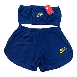 Women Royal Blue Nike Bandeau Two Piece Set
